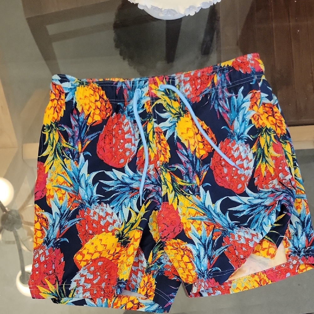 Colorful Pineapple Print Swim Shorts